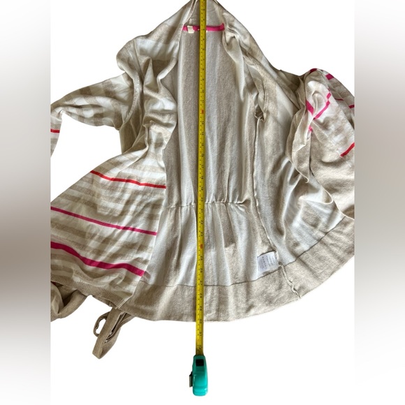 MOTH Anthropologie Women's s-m‎ Beige & pink striped knit cardigan sweater Hi-Lo - Picture 10 of 11